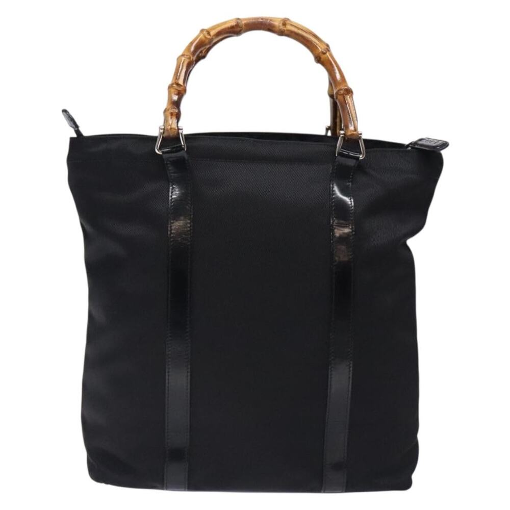 GUCCI Bamboo Tote Bag Nylon Black Silver 000 1998 000 1998 - Picture 3 of 12